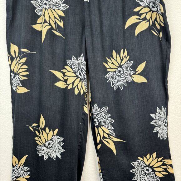 NWT Amuse Society Shorebird Pant Lightweight Wide Leg Ankle Pant Floral Black M - Picture 6 of 13